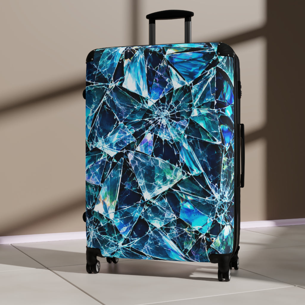 Blue Crystal Shards Carry-On Suitcase — Mosaic Gemstone Luggage