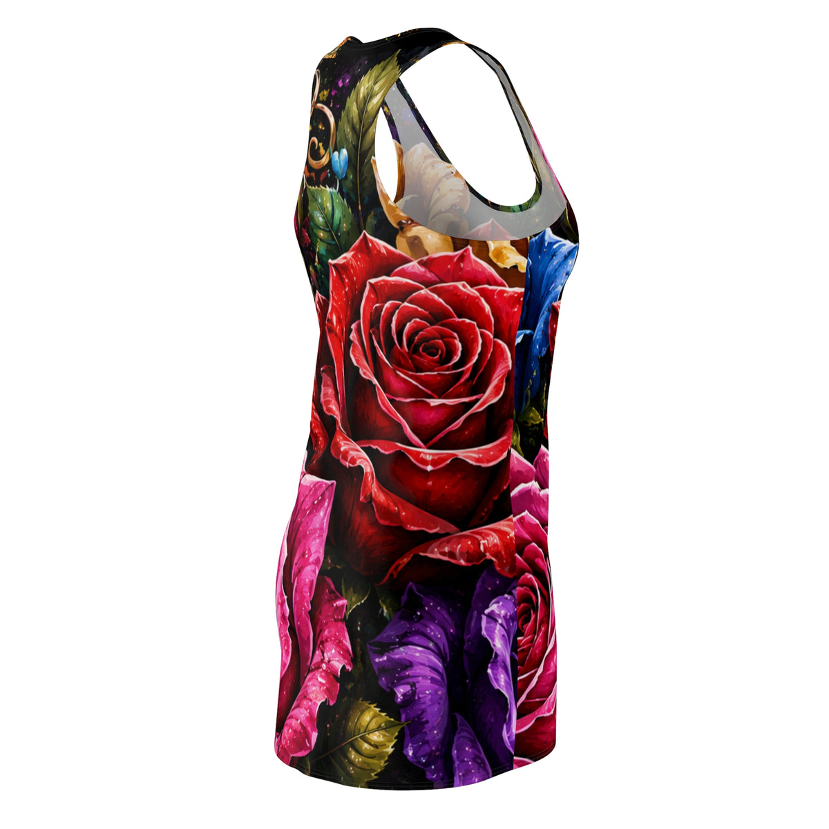 Vibrant Rose Garden Racerback Dress | Floral All-Over Print