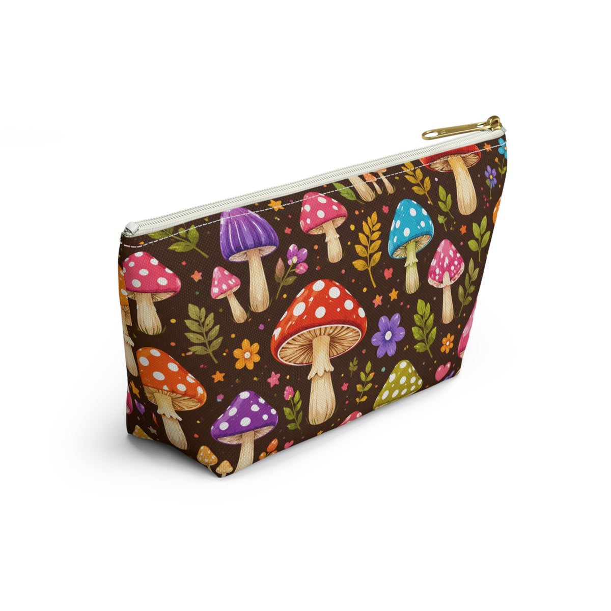Mushroom Pattern Accessory Pouch — Whimsical Toadstool Makeup Bag