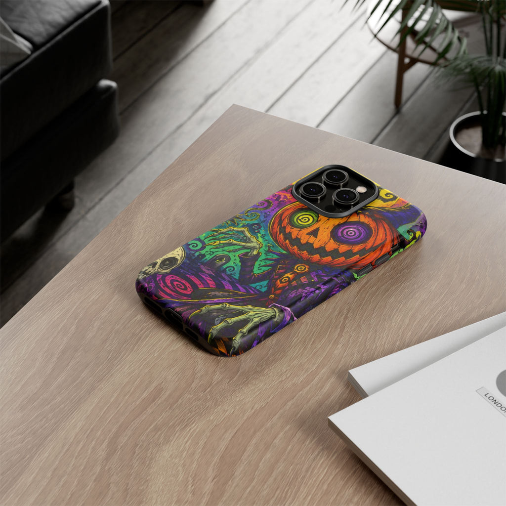 Halloween Pumpkin Skull Phone Case — Psychedelic Jack-o'-Lantern Tough Case
