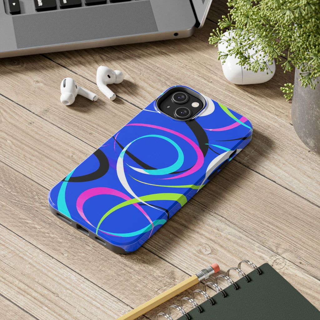 Tough Phone Case — Blue Abstract Swirl Protective Cover