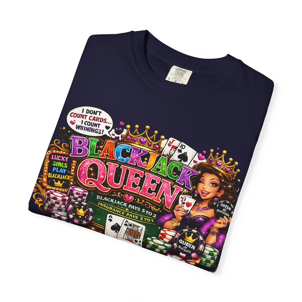 Blackjack Queen T-shirt | Casino Card Dealer Illustration