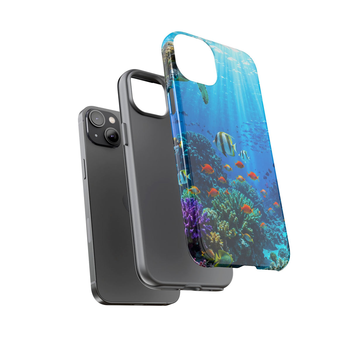 Underwater Ocean Life Tough Phone Case — Coral Reef & Sea Turtle Protective Cover