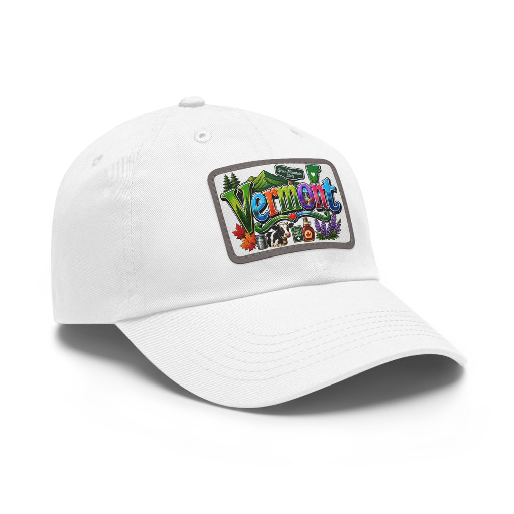 Vermont Patch Dad Hat | Leather Rectangle Patch, State Travel Cap