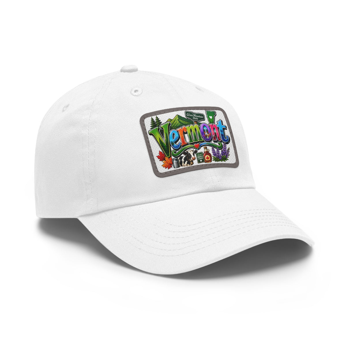 Vermont Patch Dad Hat | Leather Rectangle Patch, State Travel Cap