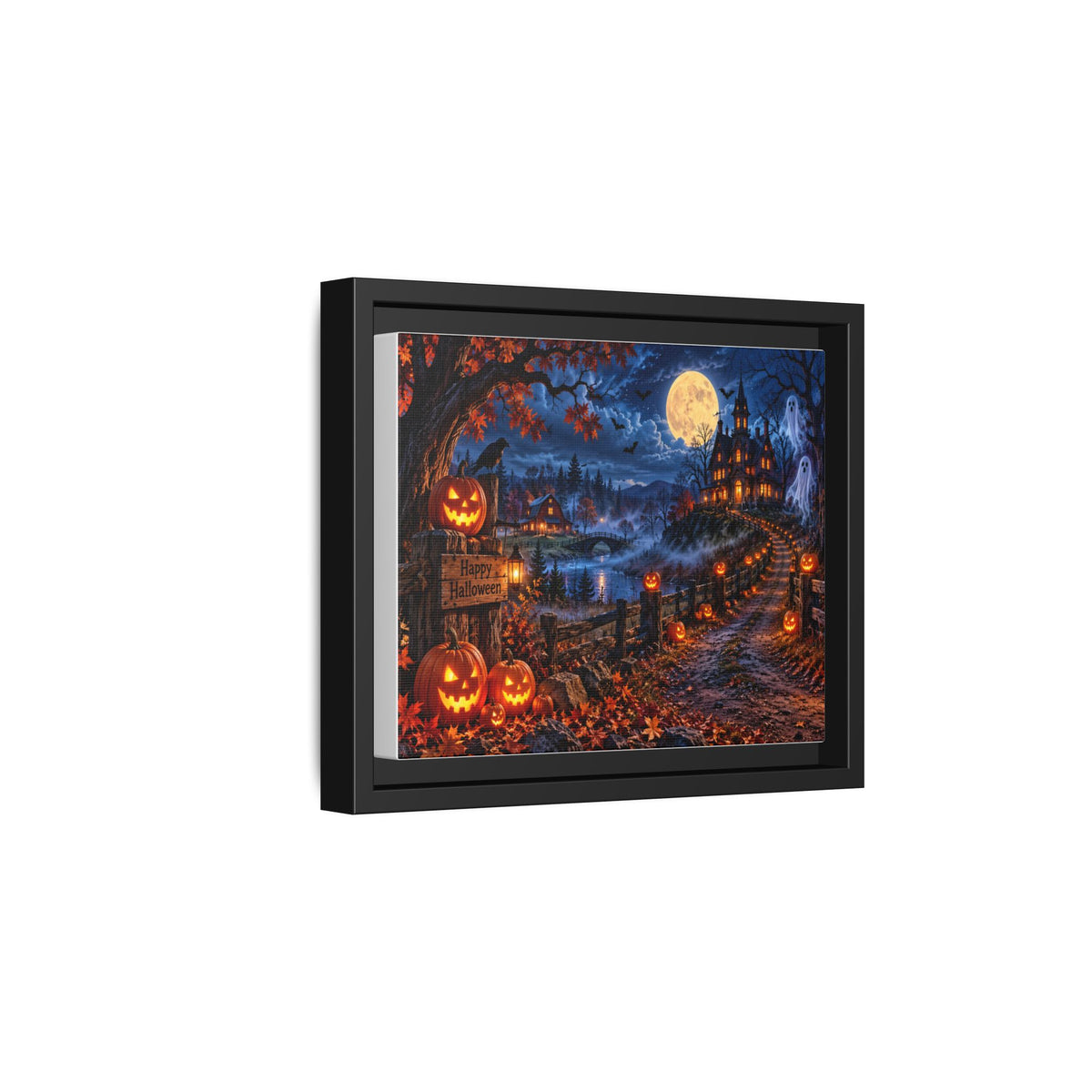 Halloween Pumpkin Path Matte Canvas Framed Wall Art