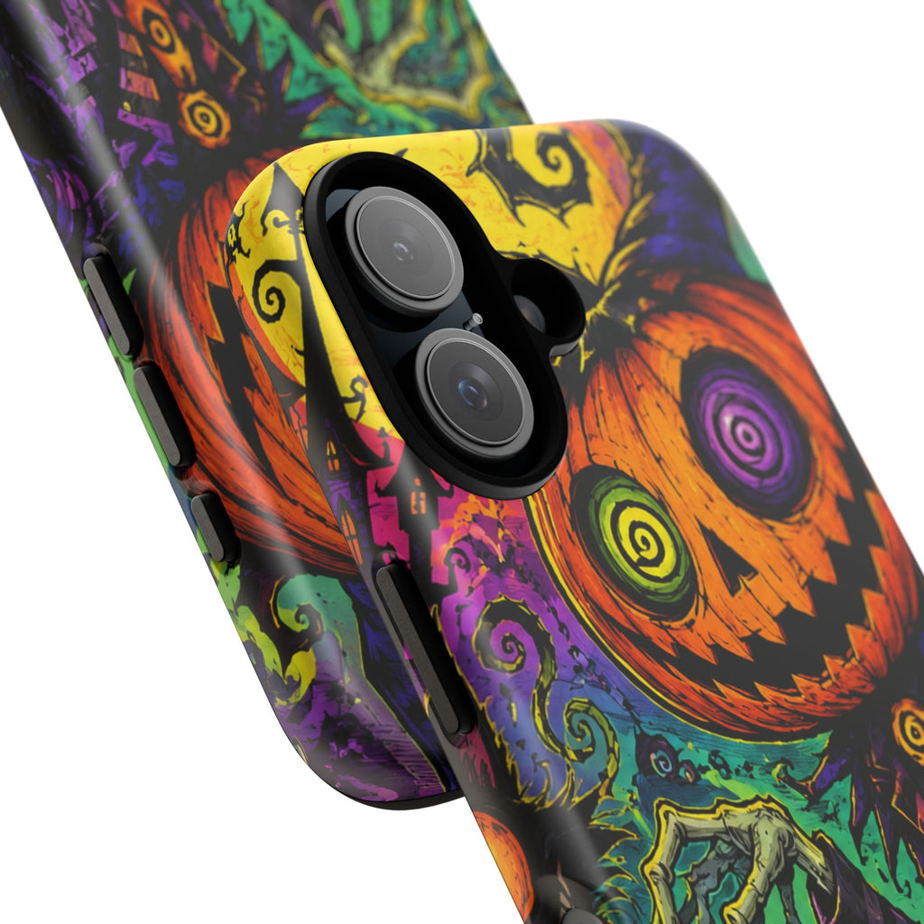 Halloween Pumpkin Skull Phone Case — Psychedelic Jack-o'-Lantern Tough Case