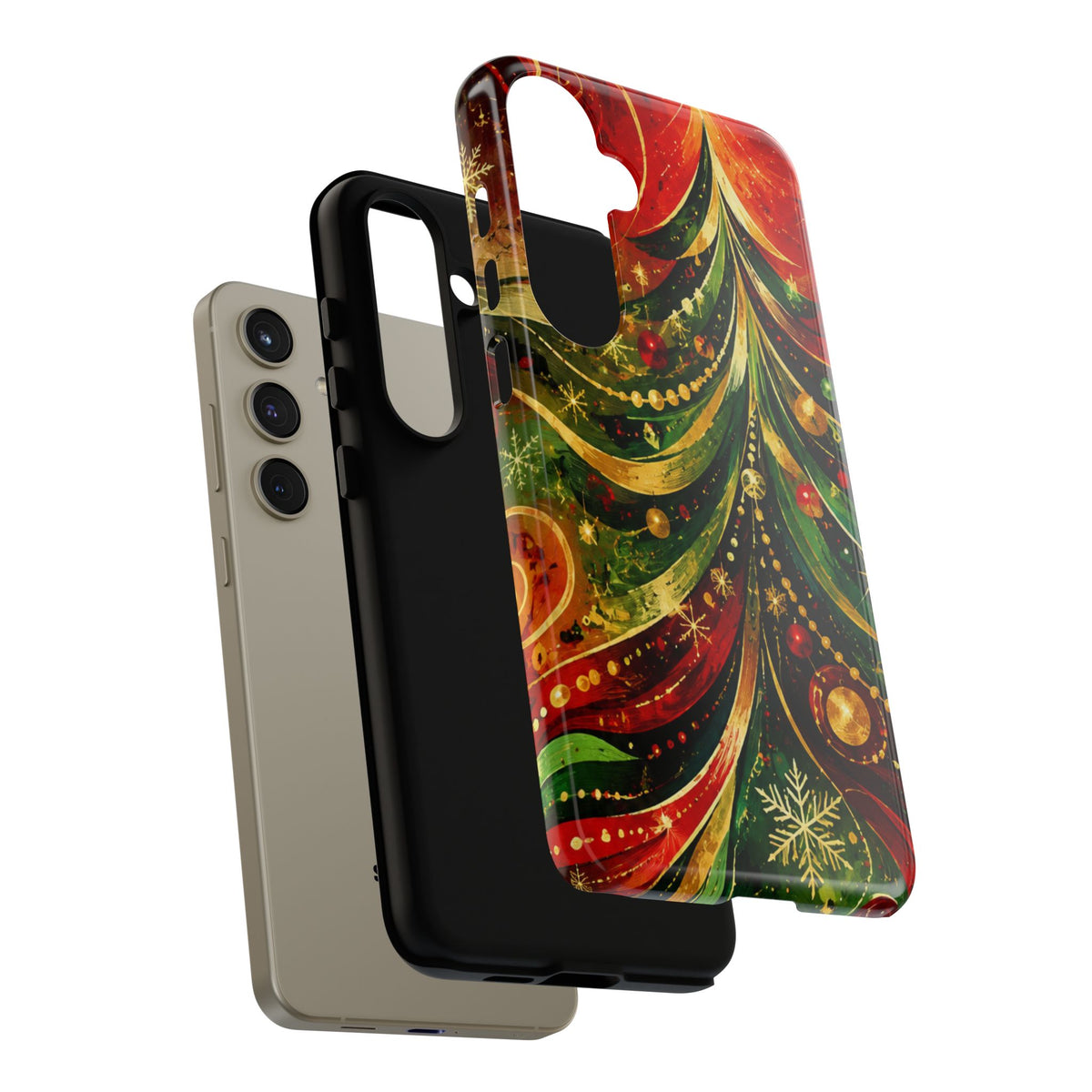 Christmas Tree Tough Phone Case — Festive Red & Green Holiday Phone Cover