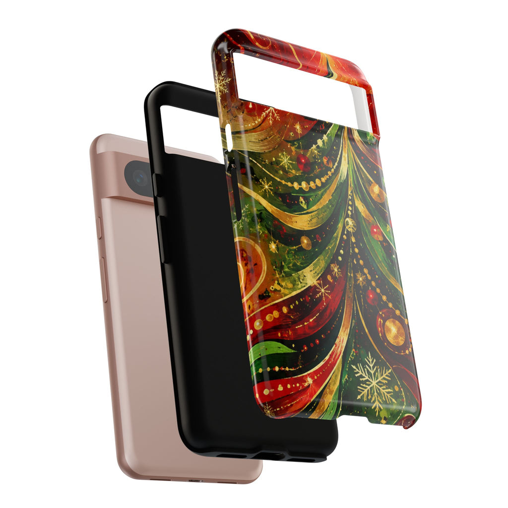 Christmas Tree Tough Phone Case — Festive Red & Green Holiday Phone Cover