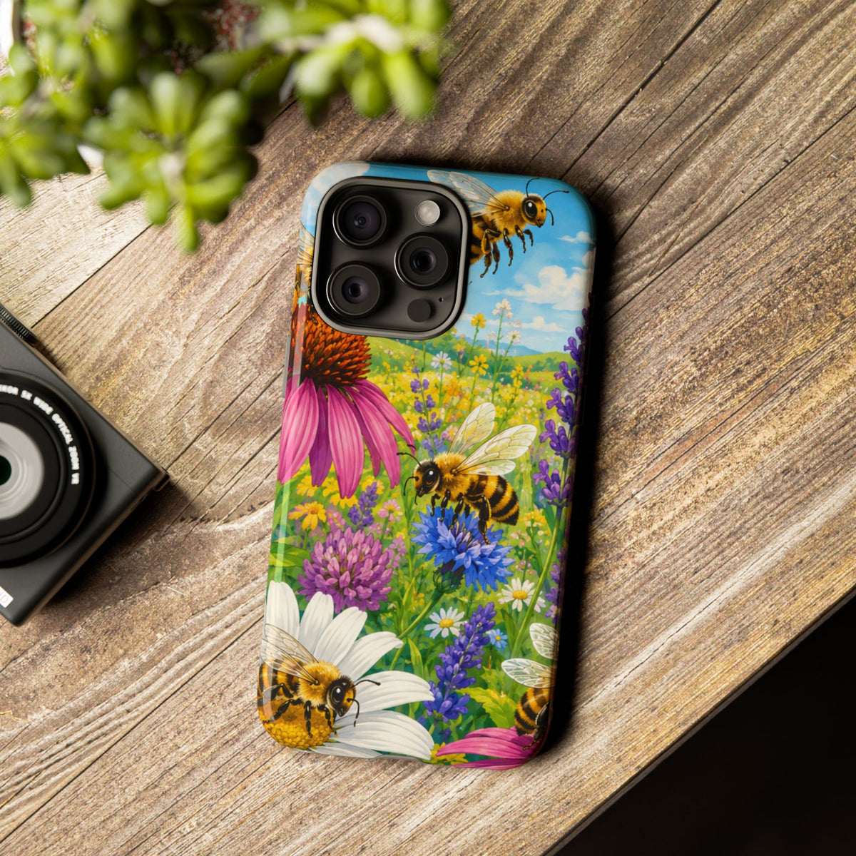 Bee Meadow Phone Case — Floral Honeybee Protective Cover
