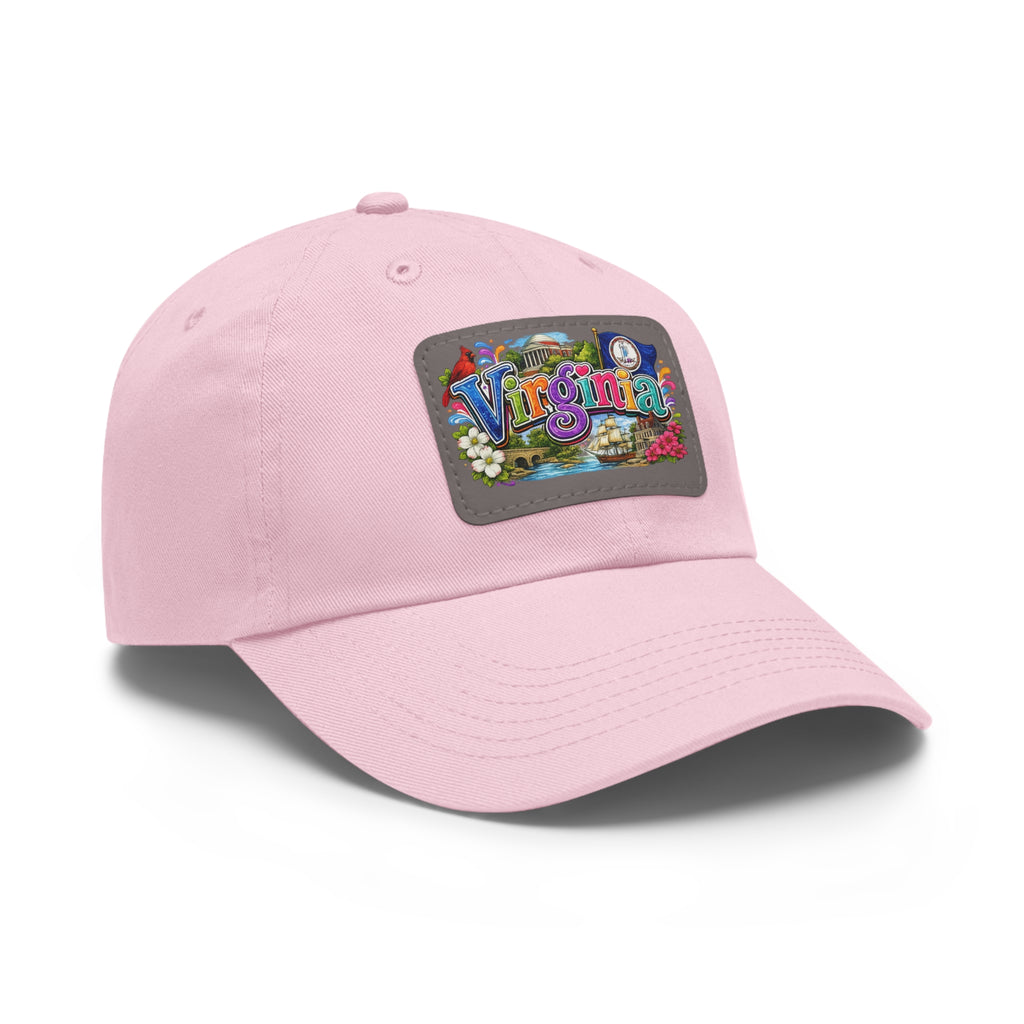 Virginia Postcard Patch Dad Hat | Leather Rectangle State Patch