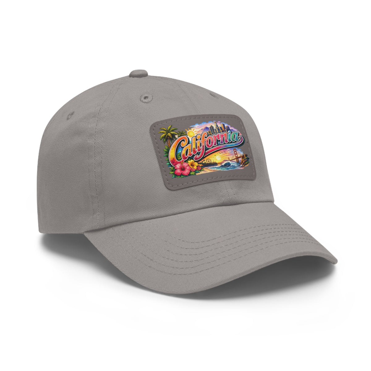 California Beach Patch Dad Hat | Leather Rectangle Patch