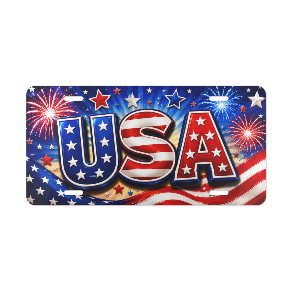USA fireworks vanity plate | patriotic license plate