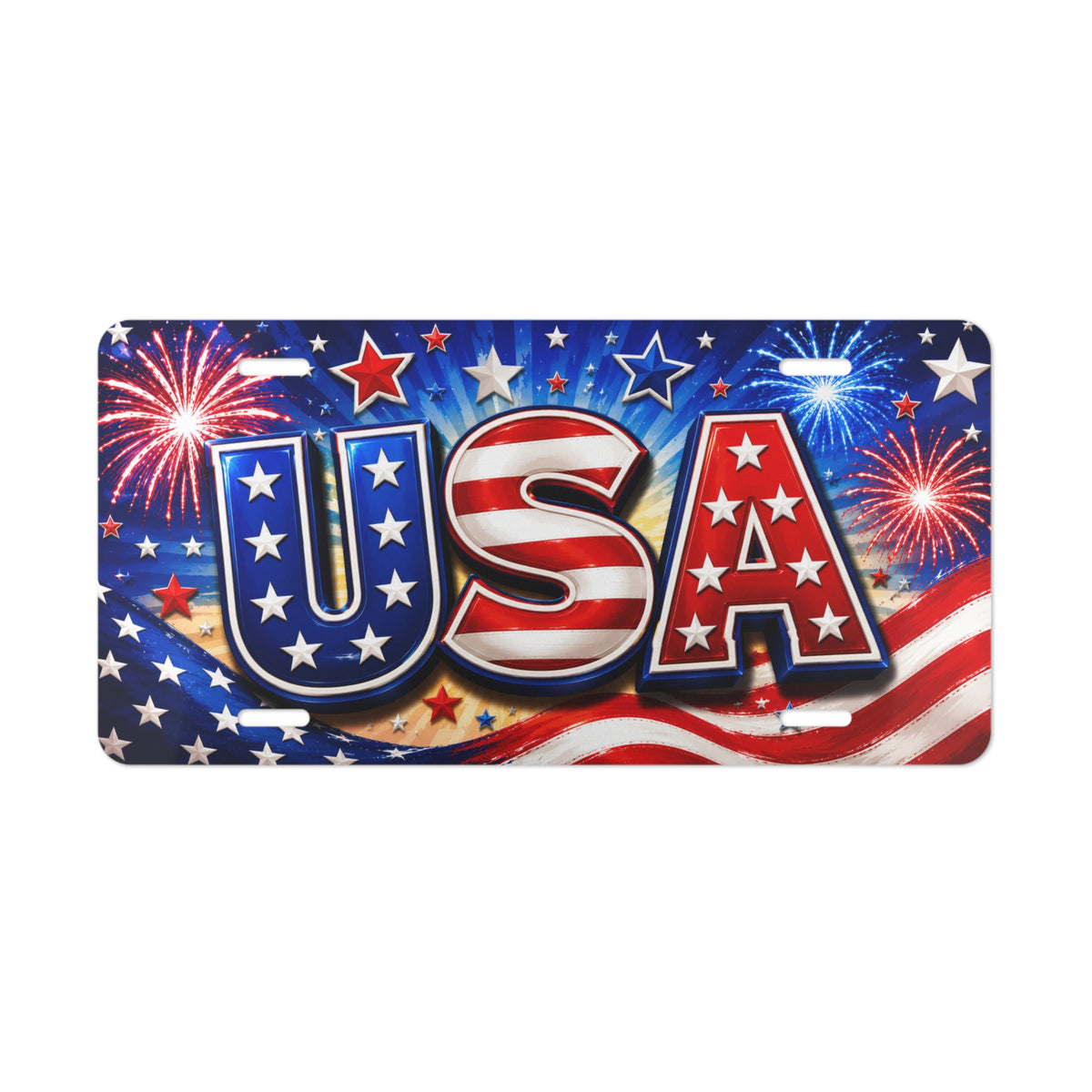 USA fireworks vanity plate | patriotic license plate