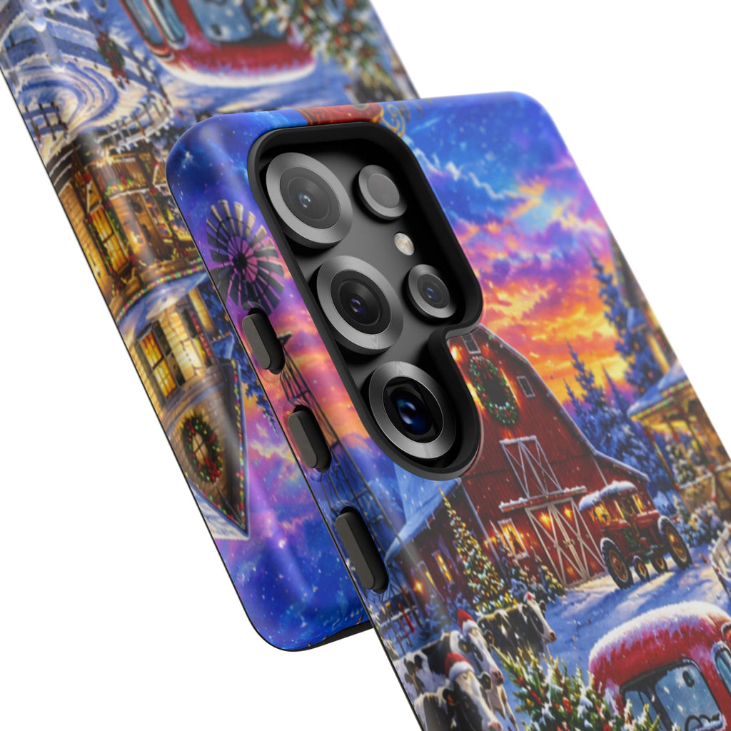 Christmas Farm Phone Case — Vintage Red Truck in Snowy Holiday Scene
