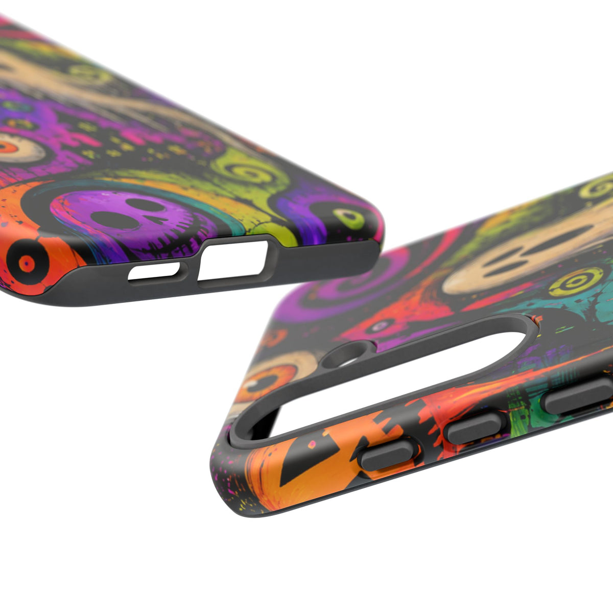 Halloween Ghost Phone Case — Colorful Spooky Skull & Haunted House Tough Case