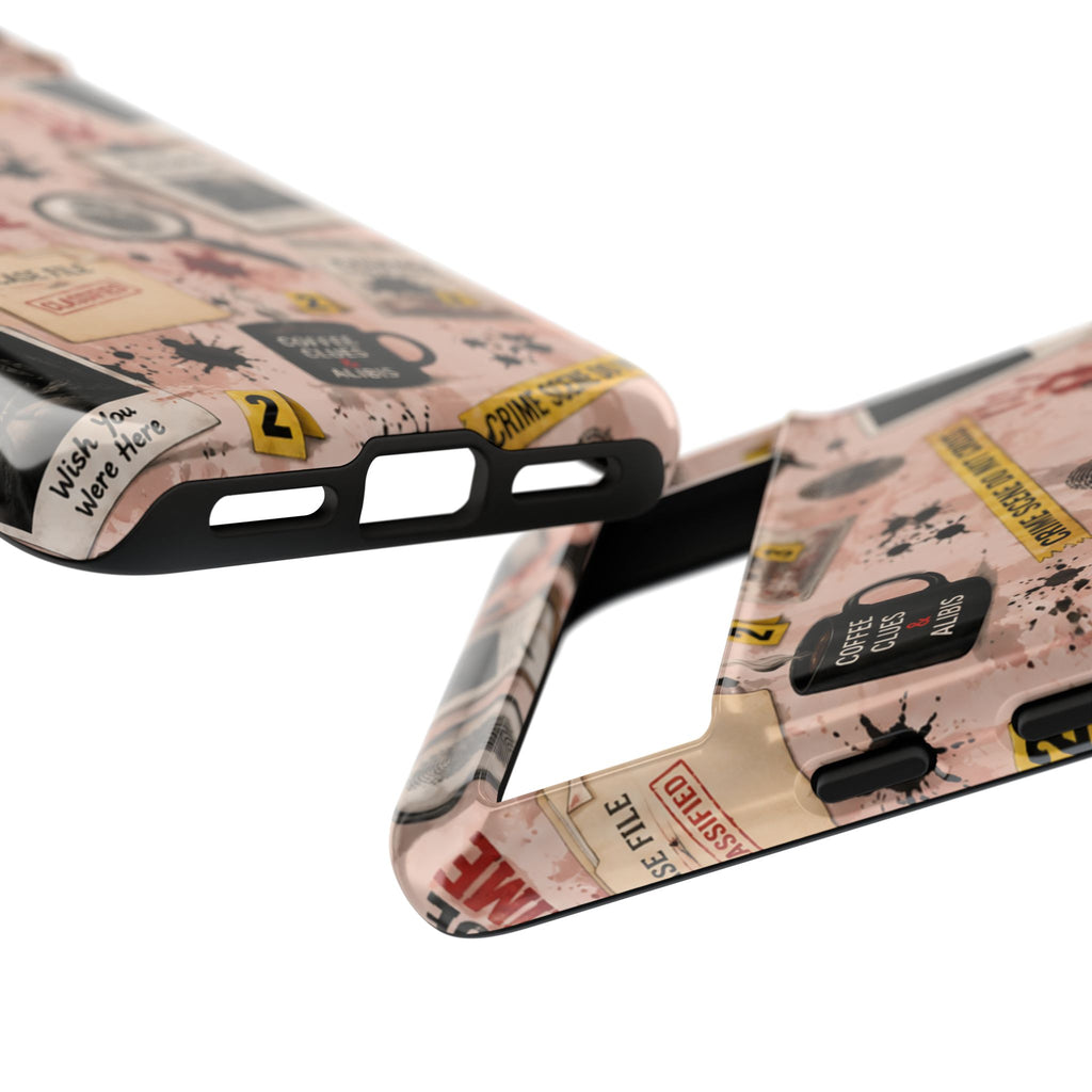 True Crime Pattern Phone Case – Detective Evidence, Crime Scene Tape & 'True Crime' Design