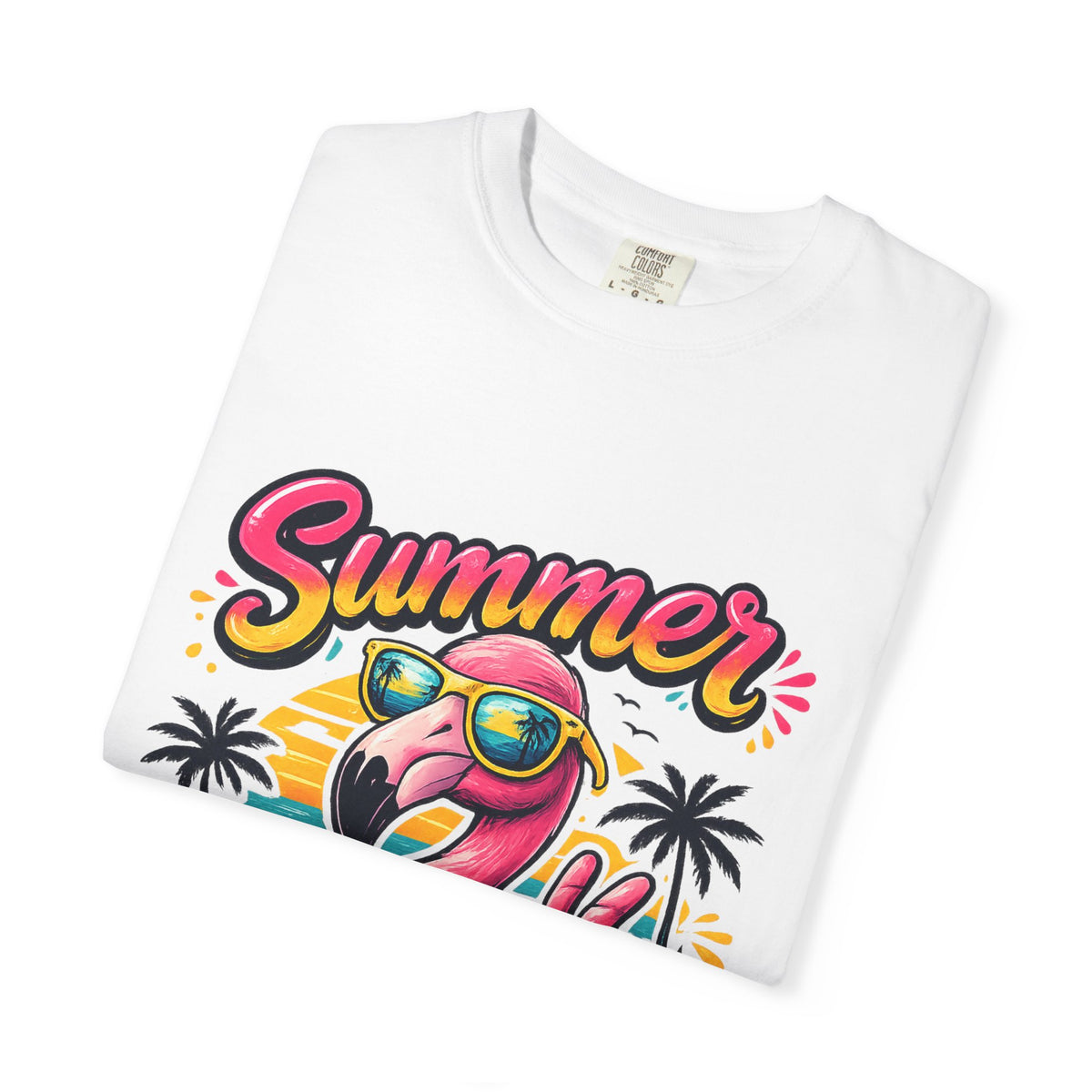 Summer Vibes Flamingo T-Shirt | Tropical Beach Graphic