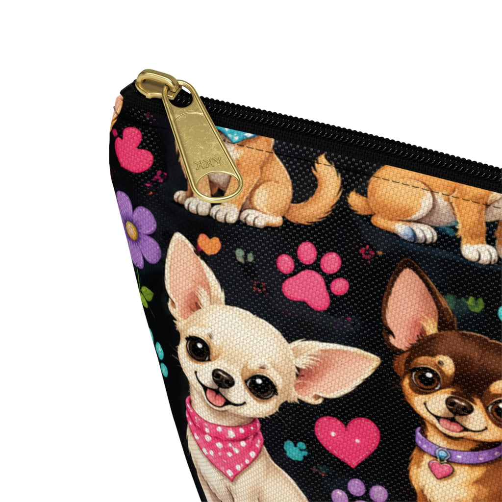 Chihuahua Pattern Accessory Pouch | T-Bottom Cosmetic Bag