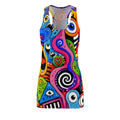 Racerback Dress — Colorful Abstract Pop Art Faces AOP