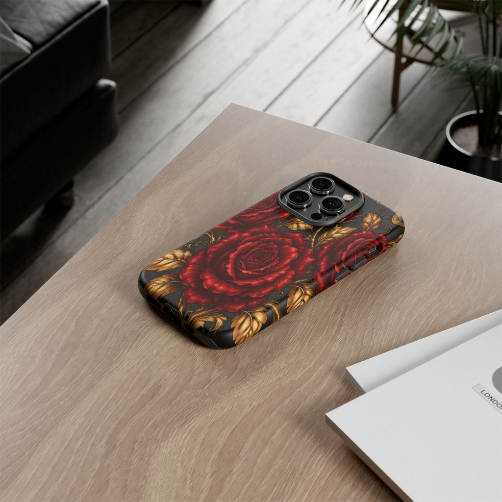 Tough Cases — Vintage Red Rose Floral Phone Case