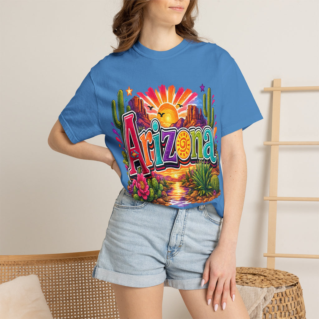 Arizona Desert Sunset T-shirt | Cactus, Saguaro, Floral Scenic Tee