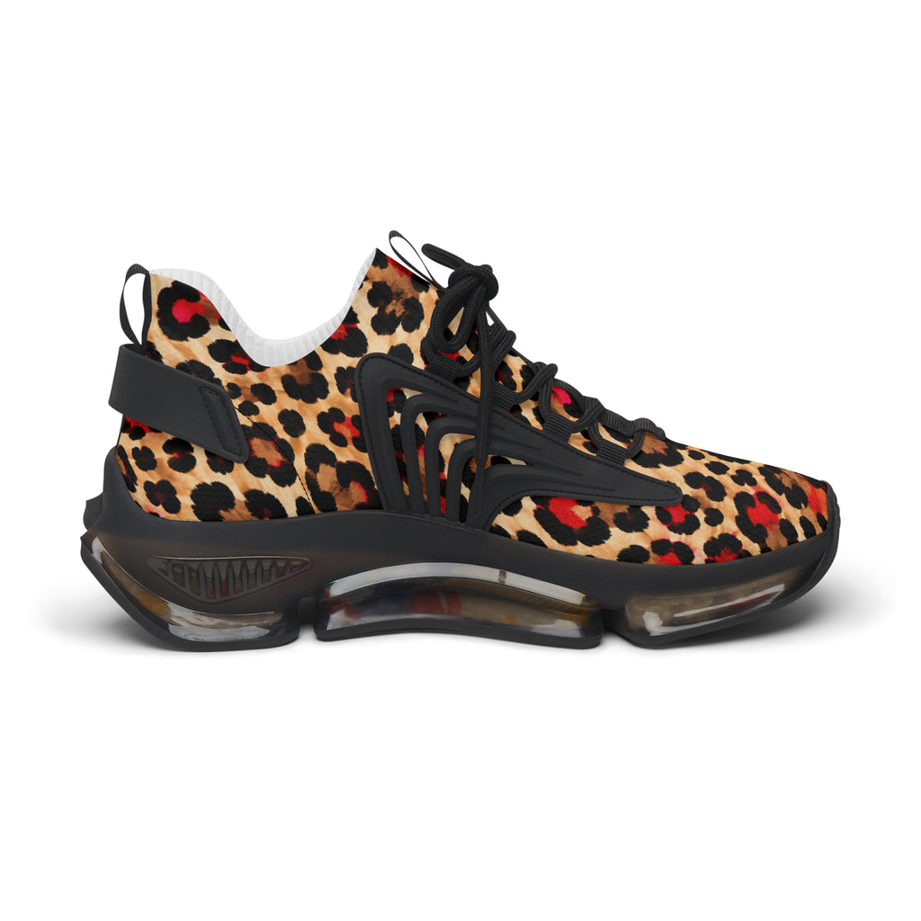 Leopard Print Women's Mesh Sneakers — Fashionable Animal-Print Athletic Shoes