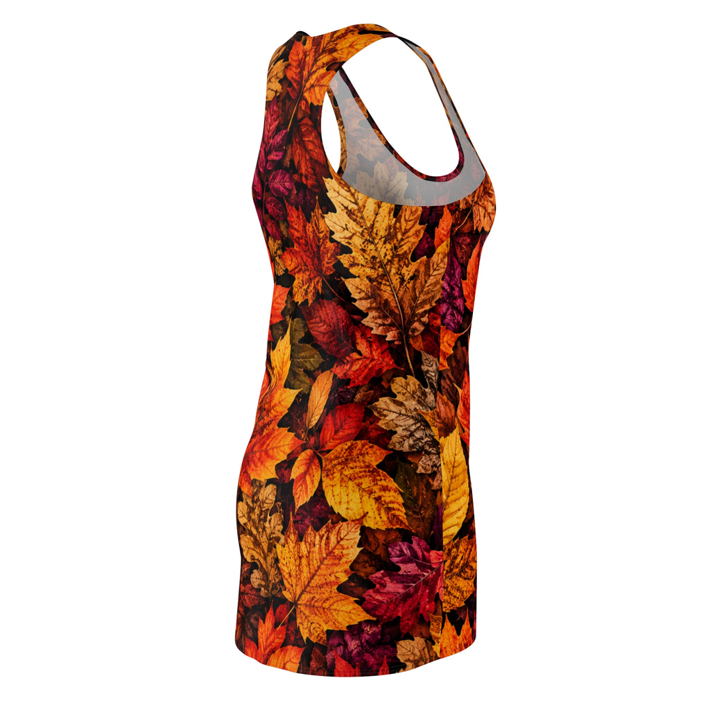 Autumn Leaves Racerback Dress – Fall Foliage All-Over Print