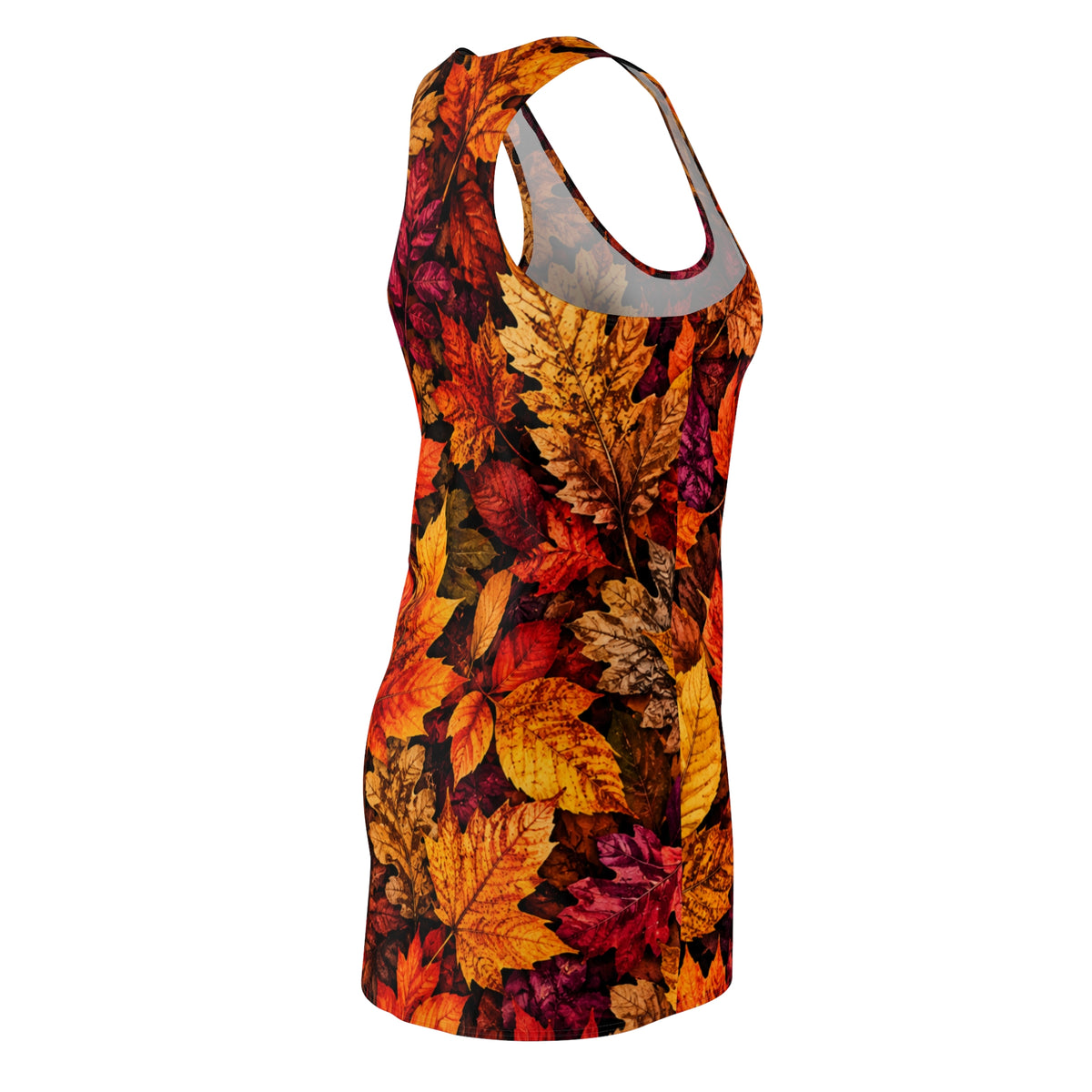 Autumn Leaves Racerback Dress – Fall Foliage All-Over Print