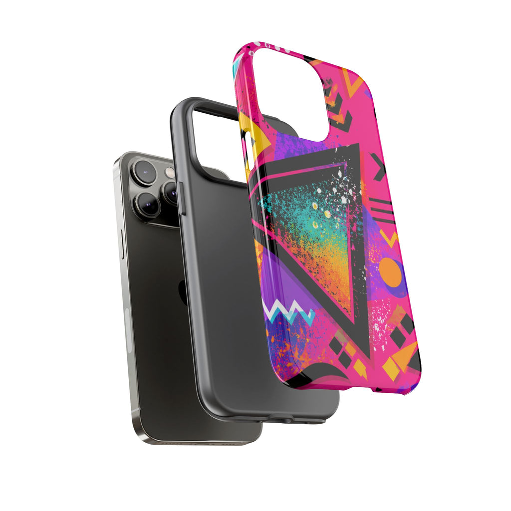 Retro 80s Geometric Phone Case — Neon Triangle Tough Case