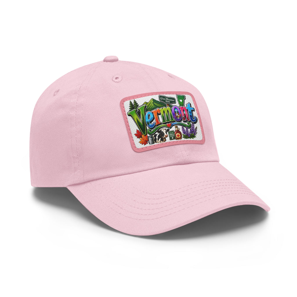 Vermont Patch Dad Hat | Leather Rectangle Patch, State Travel Cap