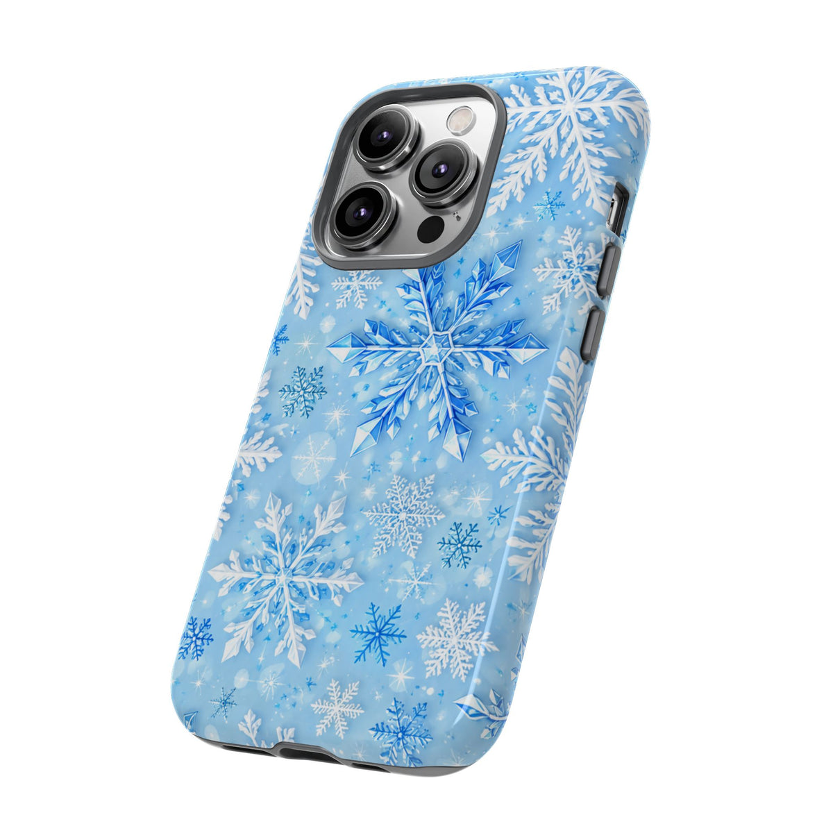 Winter Snowflake Tough Phone Case — Blue Holiday Protective Cover