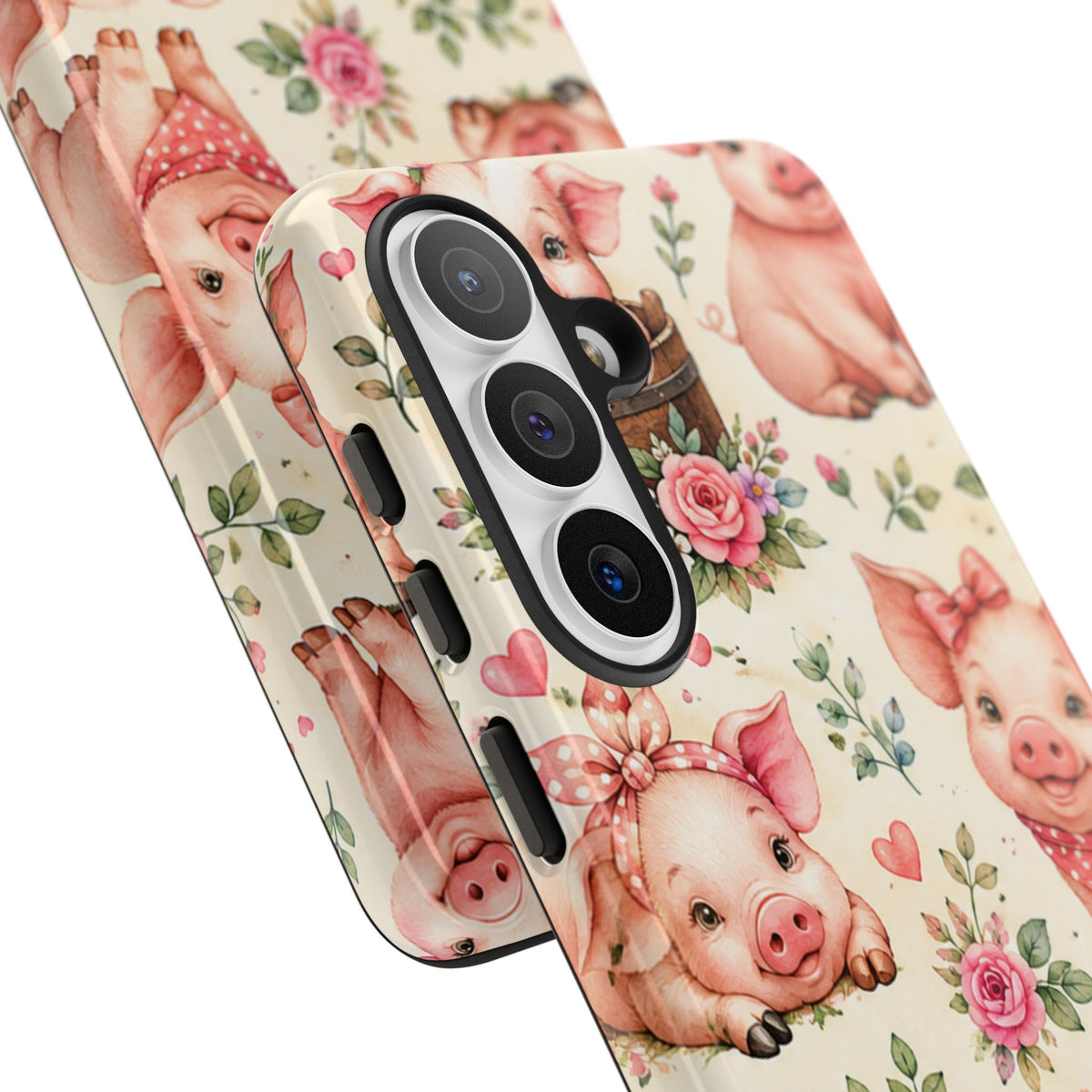 Cute Pink Piglet Phone Case — Vintage Floral Farm Animal iPhone Cover