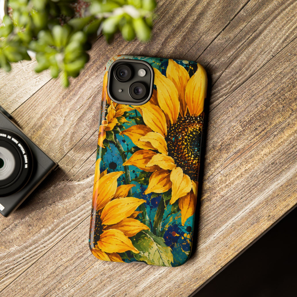 Sunflower Art Phone Case — Vibrant Yellow Floral Tough Case