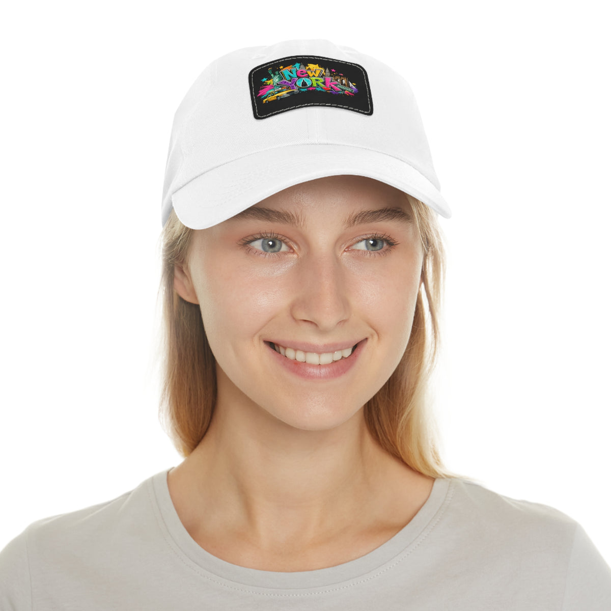 New York Graffiti Leather Patch Dad Hat | City Skyline