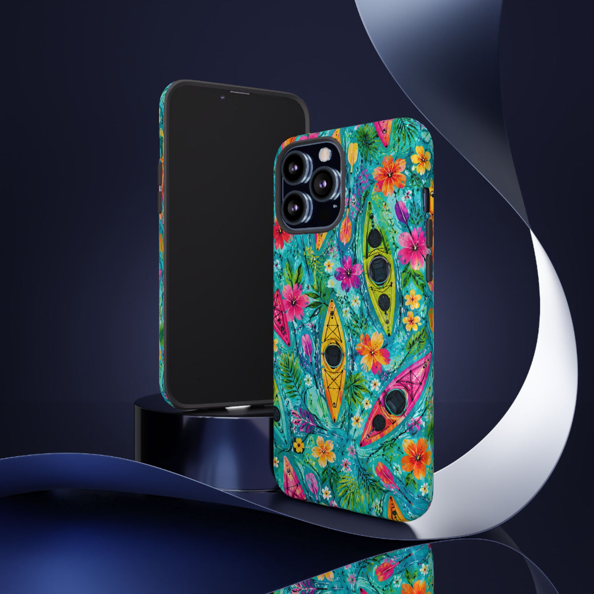 Tropical Kayak Phone Case – Colorful Floral Waterproof Pattern