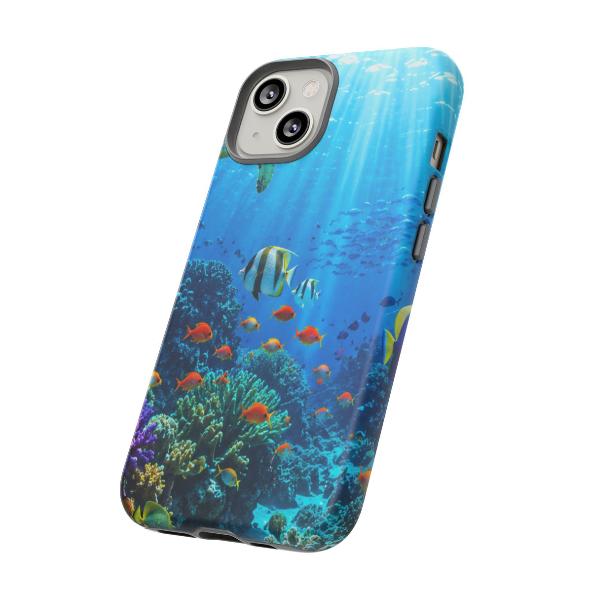 Underwater Ocean Life Tough Phone Case — Coral Reef & Sea Turtle Protective Cover