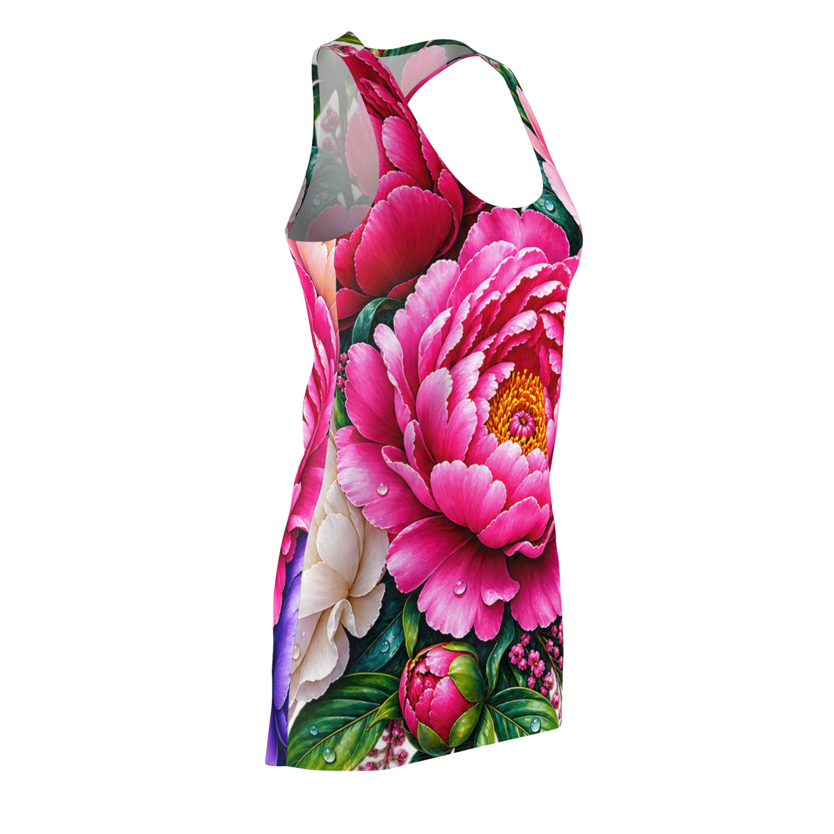 Floral Peony Racerback Dress — Vibrant All-Over Print