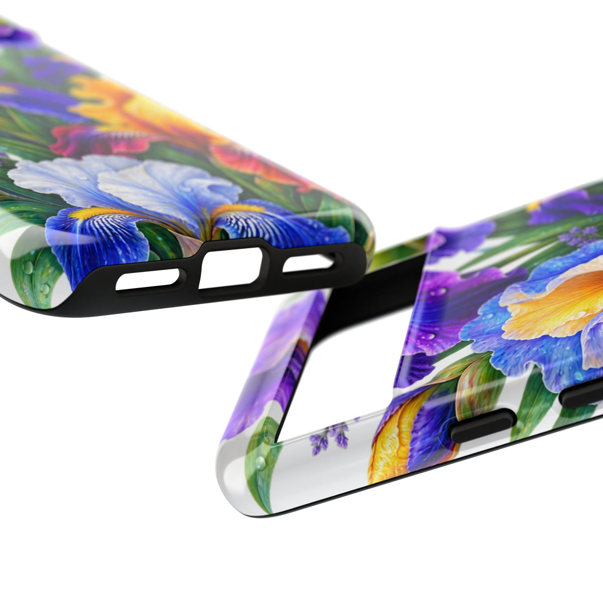 Floral Iris Tough Phone Case — Colorful Watercolor Iris Protective Cover