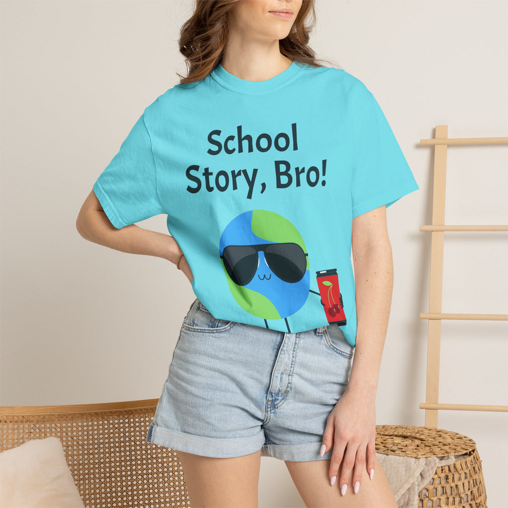 School Story, Bro! T-Shirt — Funny Earth Cartoon Tee for Students & Teachers