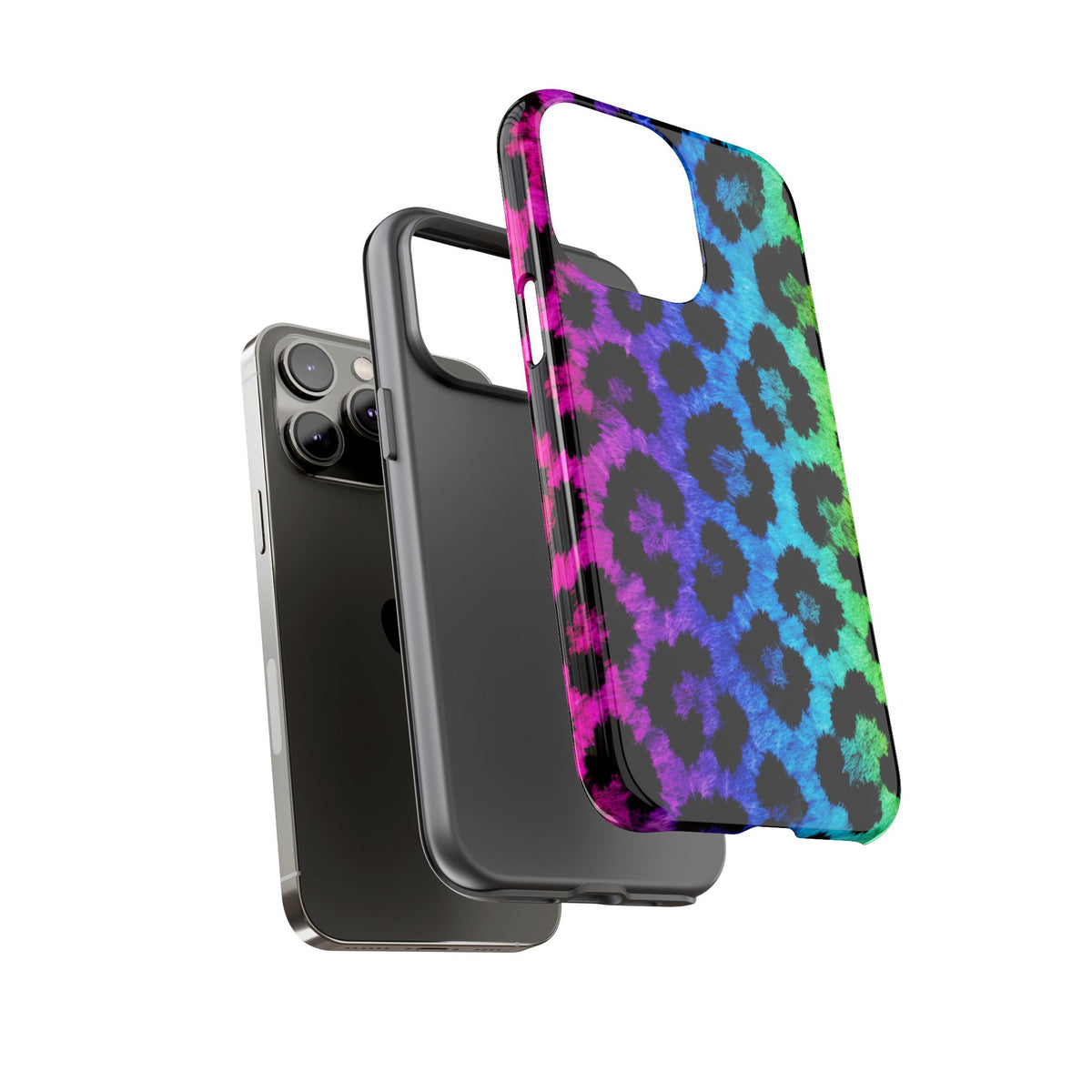Neon Rainbow Leopard Tough Case – Colorful Animal Print Phone Cover