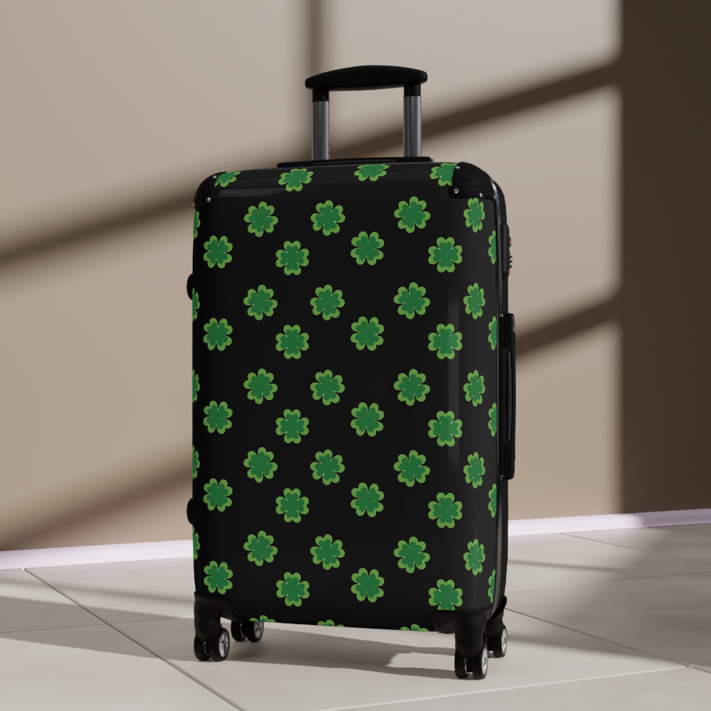 St. Patrick's Clover Suitcase — Green Shamrock Pattern Carry-On