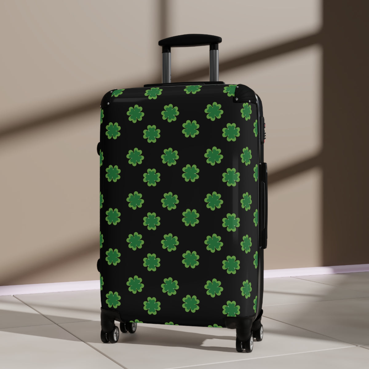 St. Patrick's Clover Suitcase — Green Shamrock Pattern Carry-On