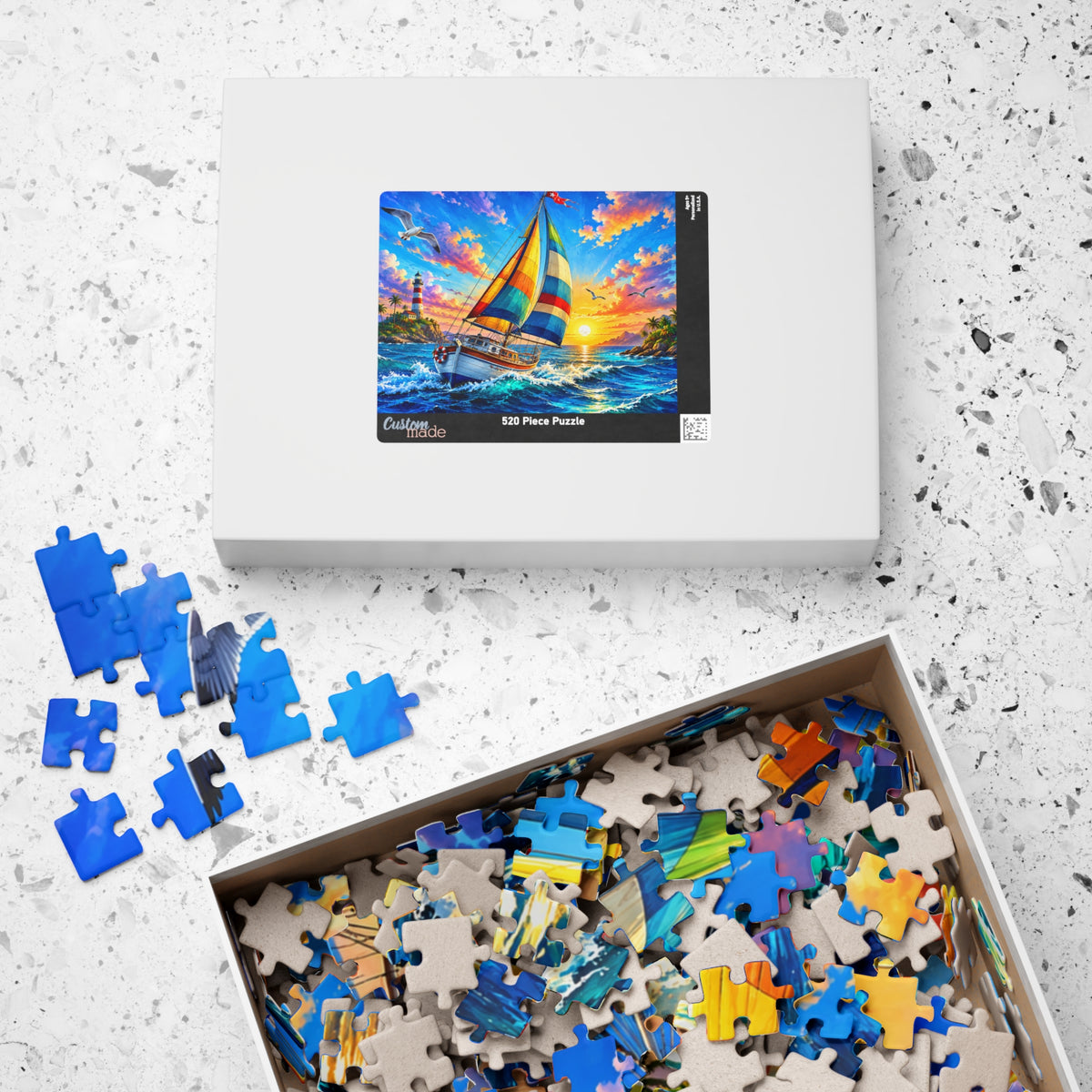 Sailboat at Sunset Jigsaw Puzzle — Scenic Ocean Puzzle (110/252/520/1014 pcs)