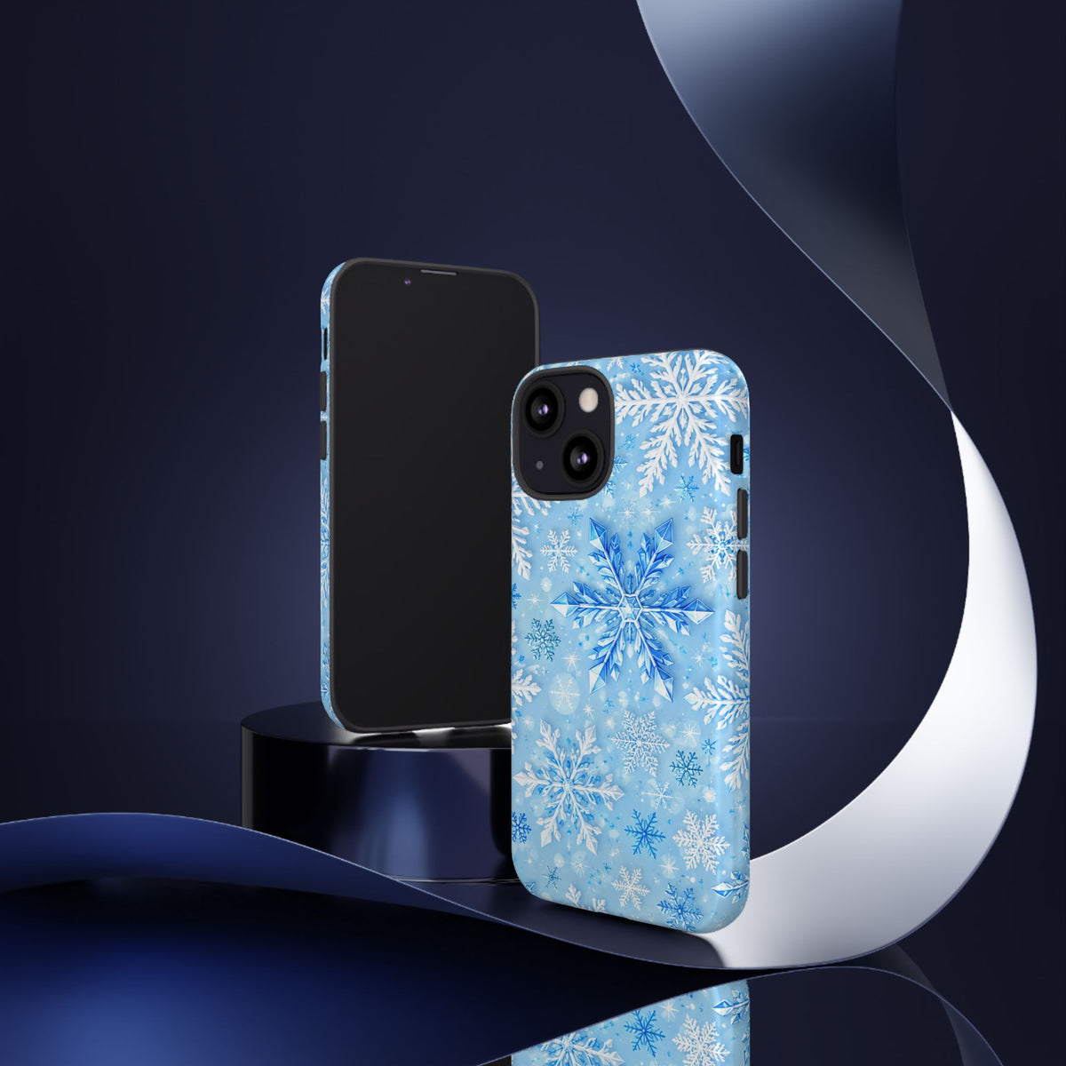 Winter Snowflake Tough Phone Case — Blue Holiday Protective Cover