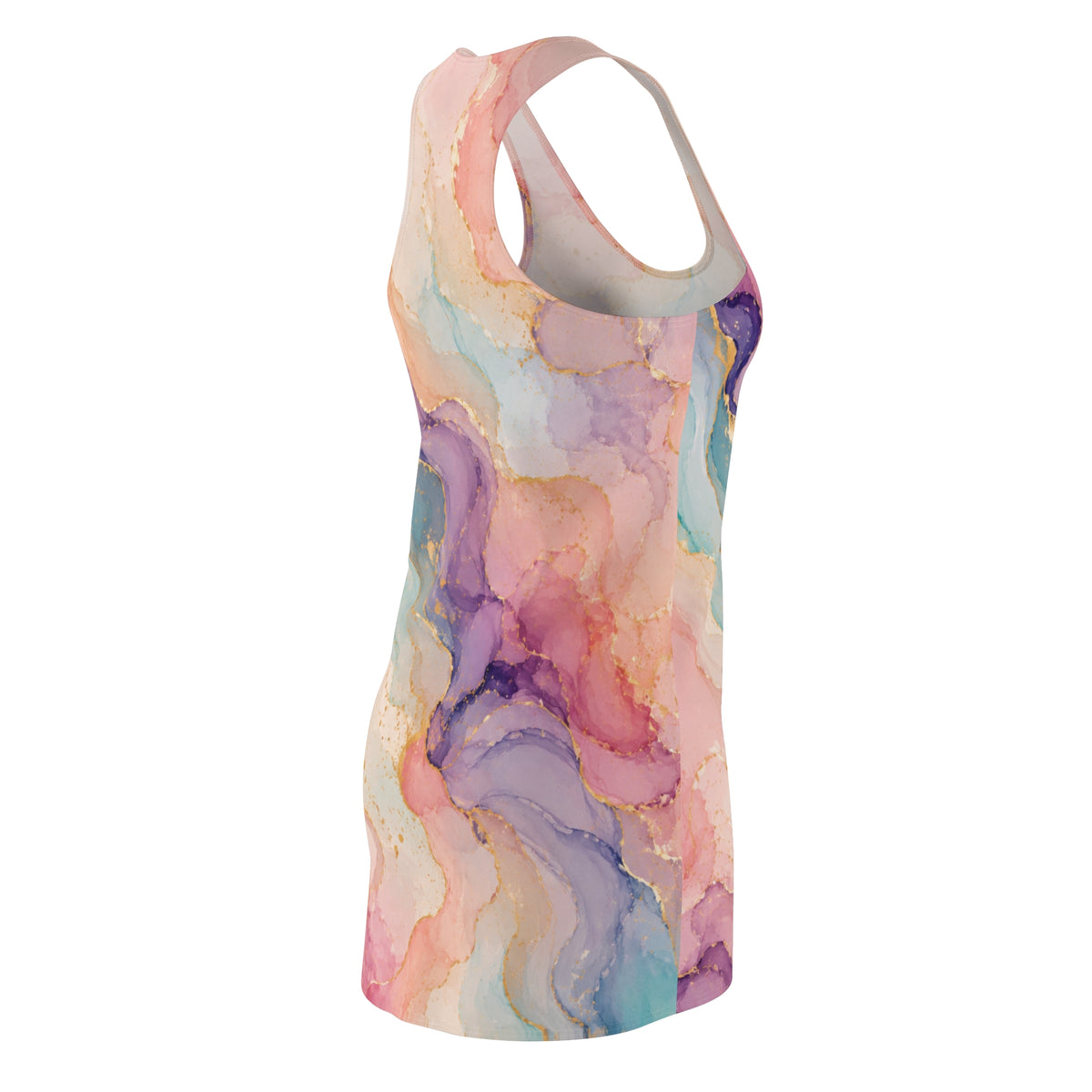 Watercolor Marble Print Racerback Dress | Pastel Abstract Swirls