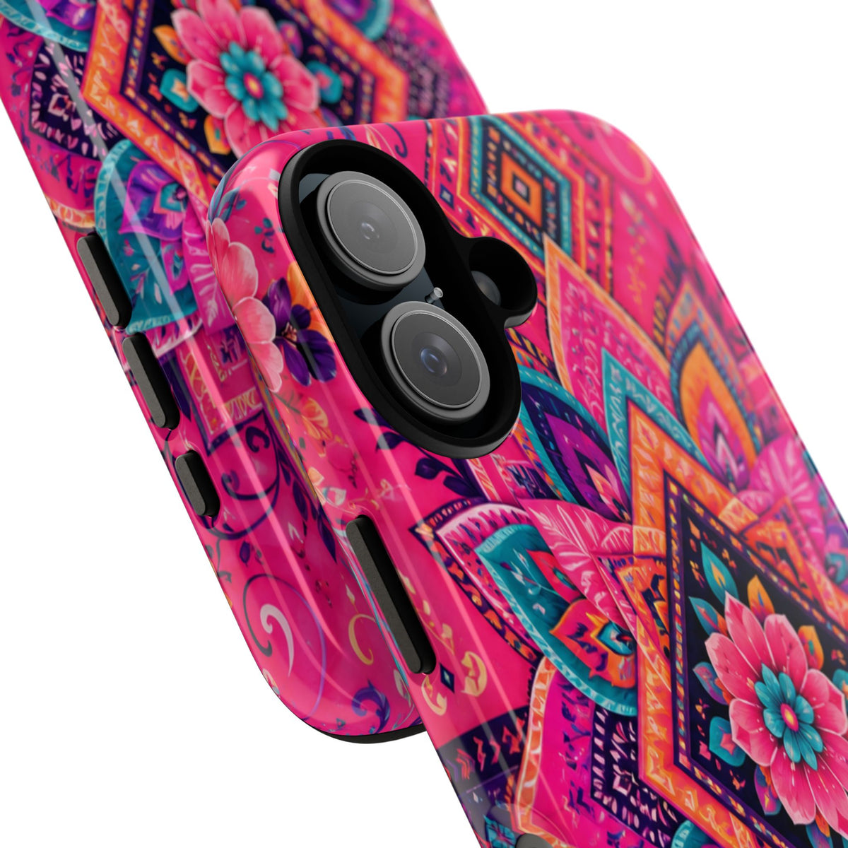 Floral Mandala Tough Phone Case — Pink Boho Protective Cover