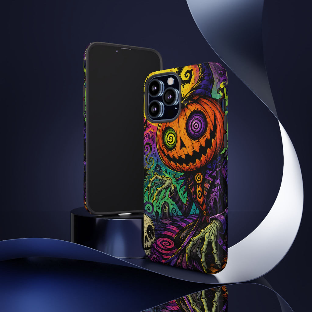 Halloween Pumpkin Skull Phone Case — Psychedelic Jack-o'-Lantern Tough Case