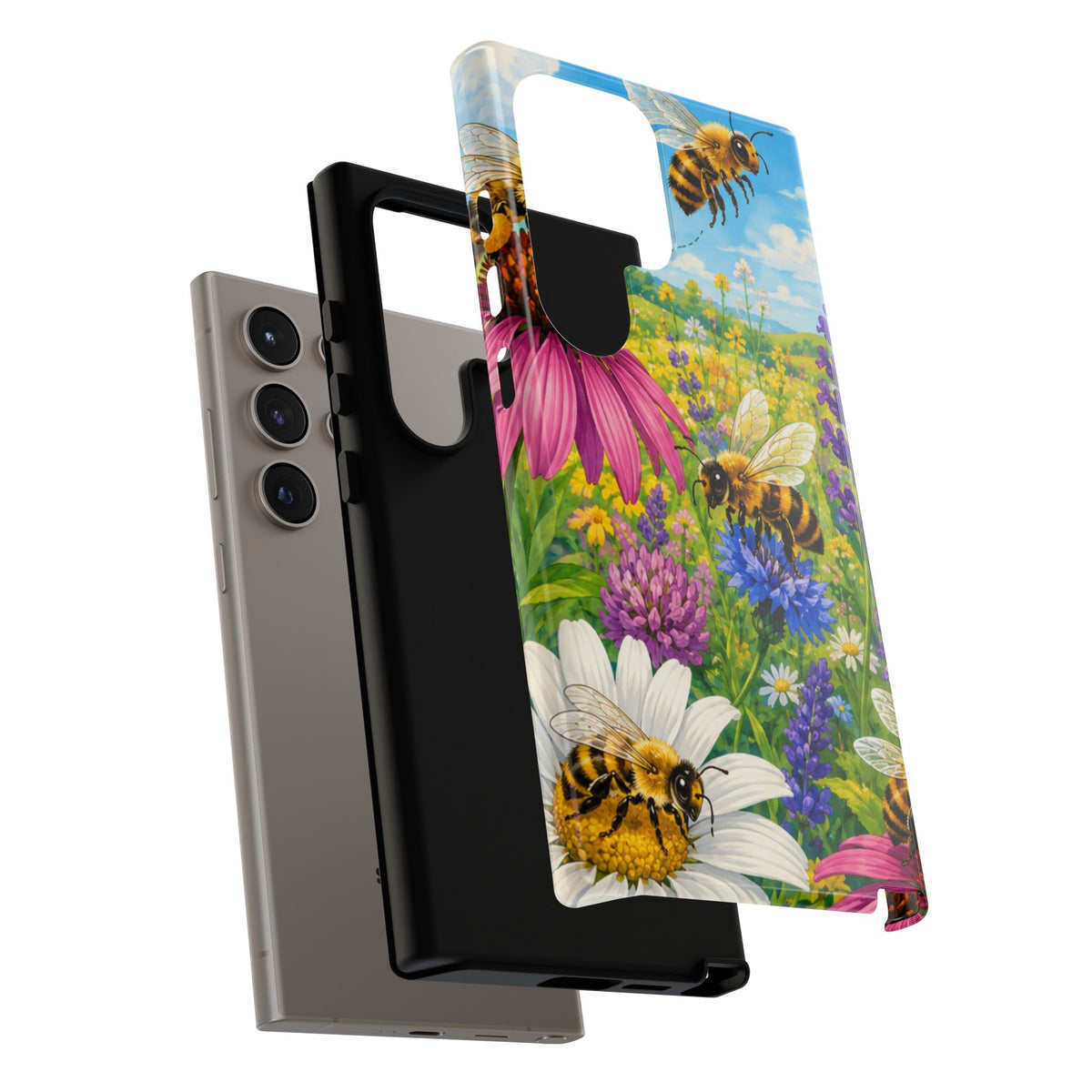 Bee Meadow Phone Case — Floral Honeybee Protective Cover