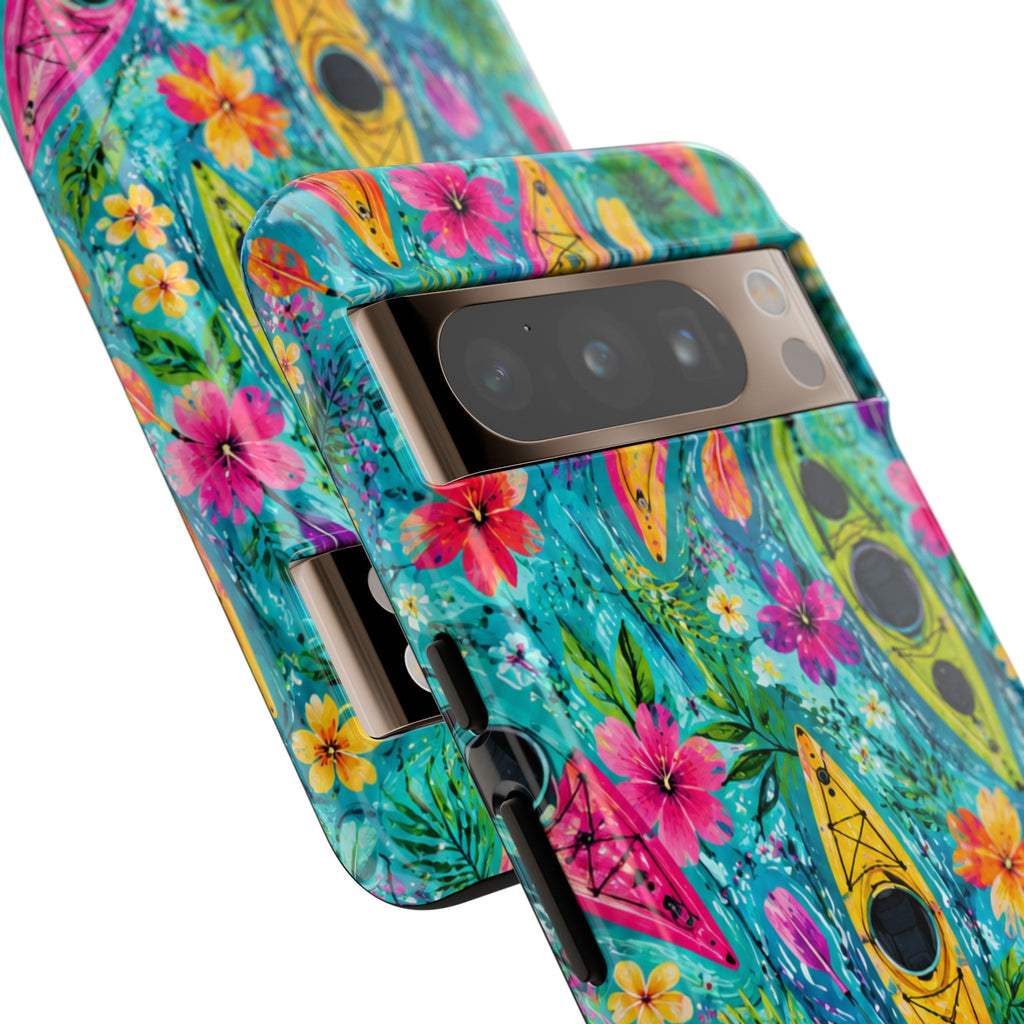 Tropical Kayak Phone Case – Colorful Floral Waterproof Pattern